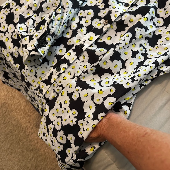 Sanctuary Cotton Button Down Dress, Floral Navy, White, Yellow, Sz Sm, Like New - Picture 4 of 6